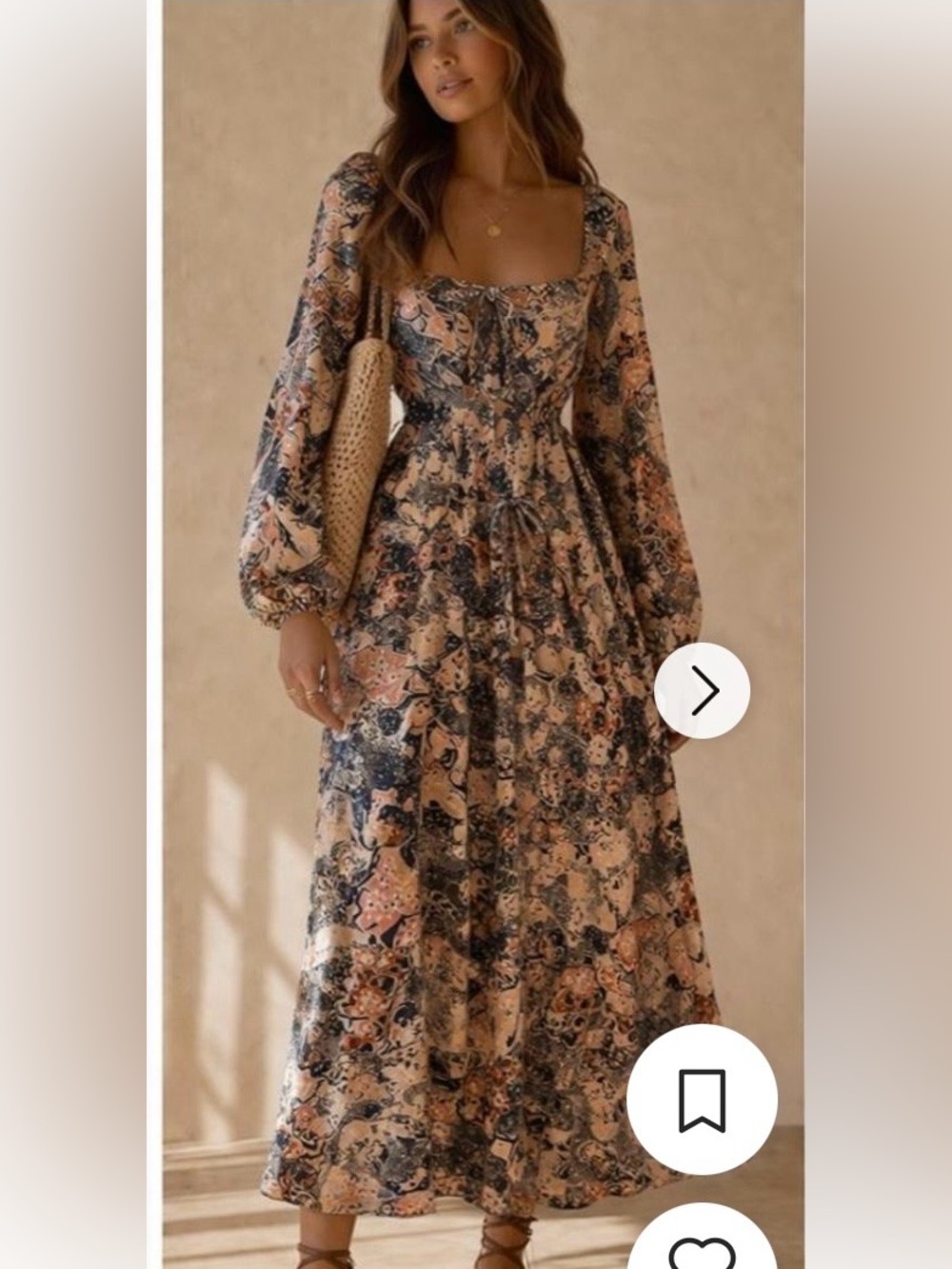 Moon River by Anthropologie Floral Long Sleeve Maxi Dress Size XSmall